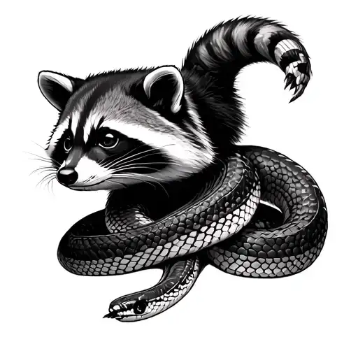 Raccoon And Snake