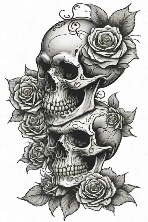 Skull And Rose With Xcix And Clover