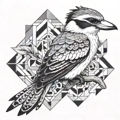 Kookaburra With Geometric Pattern Incorporating Elements
