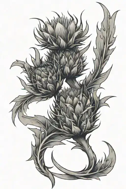 Scottish Thistle Being Held By A Phoenix