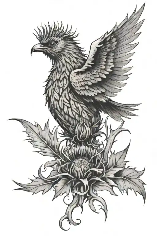 Scottish Thistle Being Held By A Phoenix