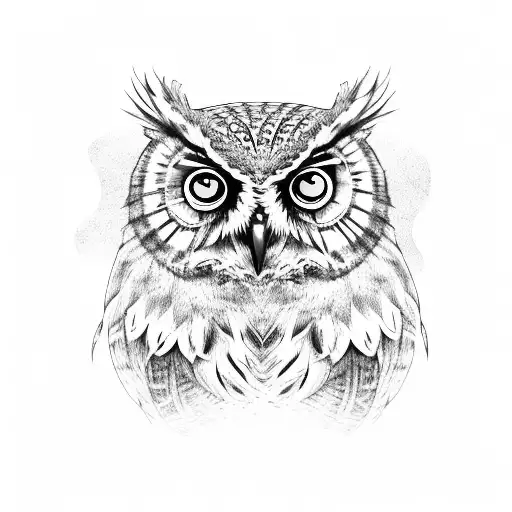 Owl With Moon Representing A Night Owl