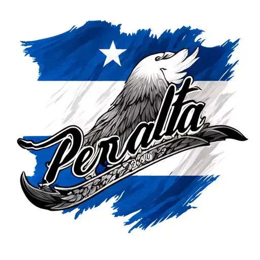 Create A Tattoo Of The Name Peralta With The Honduras Flag In The Background