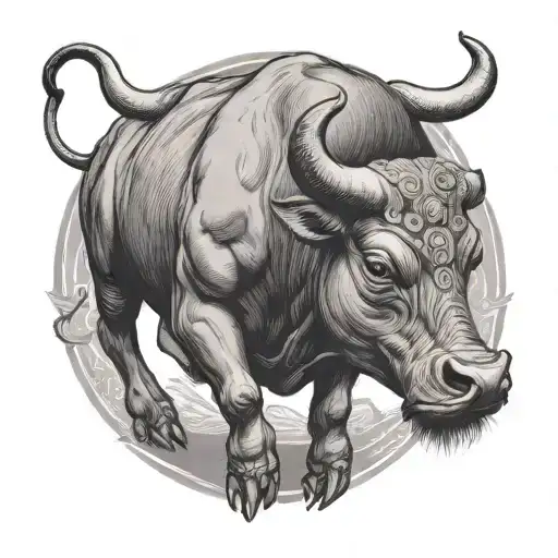 Bull Standing On Back Two Legs