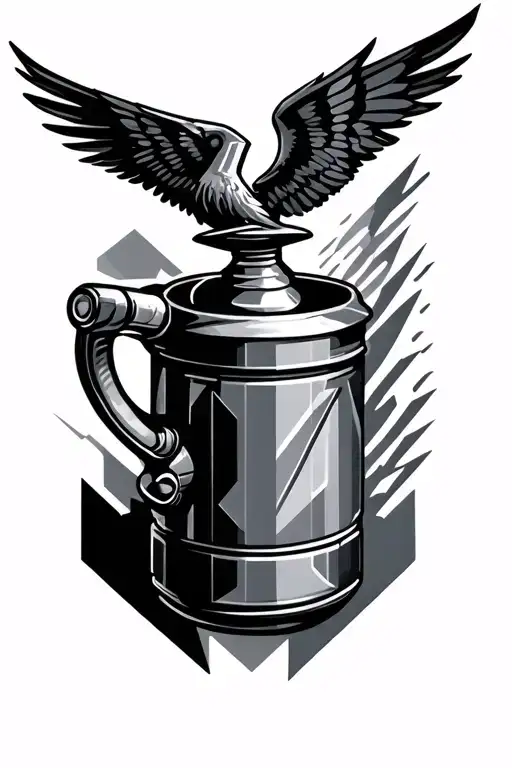 A Geometric Design Incorporating A Molotov Cocktail And Icarus