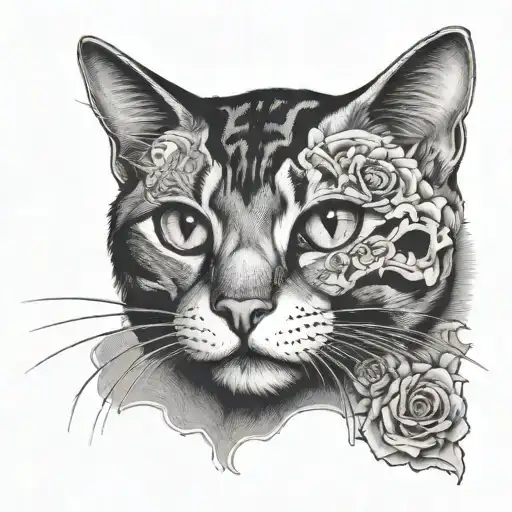 Cat And Dead Cat Half Face