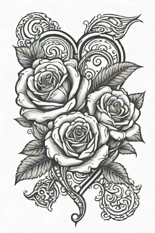 Heart And Rose With Parents Names Written Inside