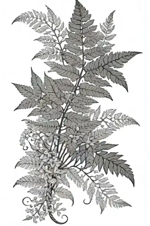Fern Leaf And Native Australian Flowers Intertwined
