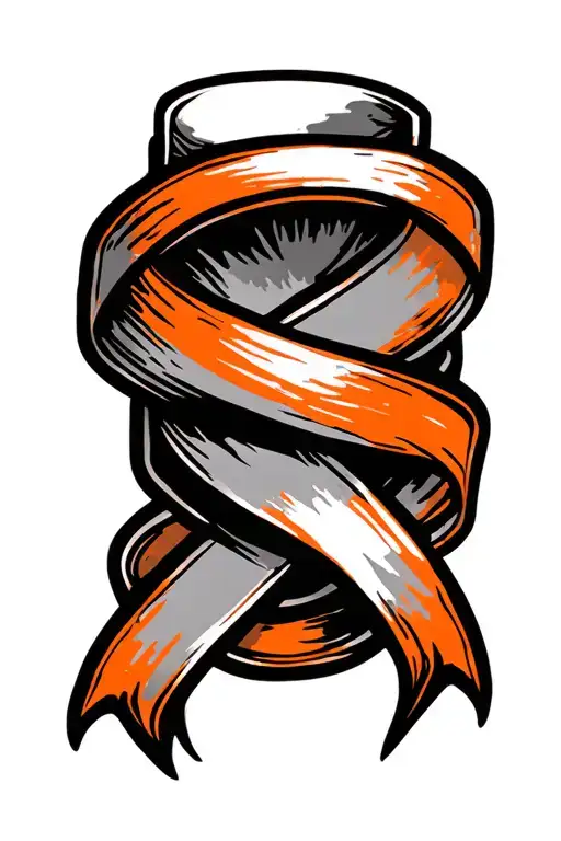 Orange Cancer Ribbon Wrapped Tightly Around Geographic Design