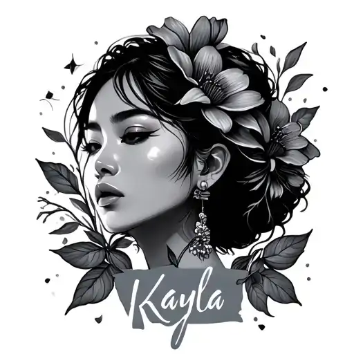 Kayla Name With Asian Face And Flower