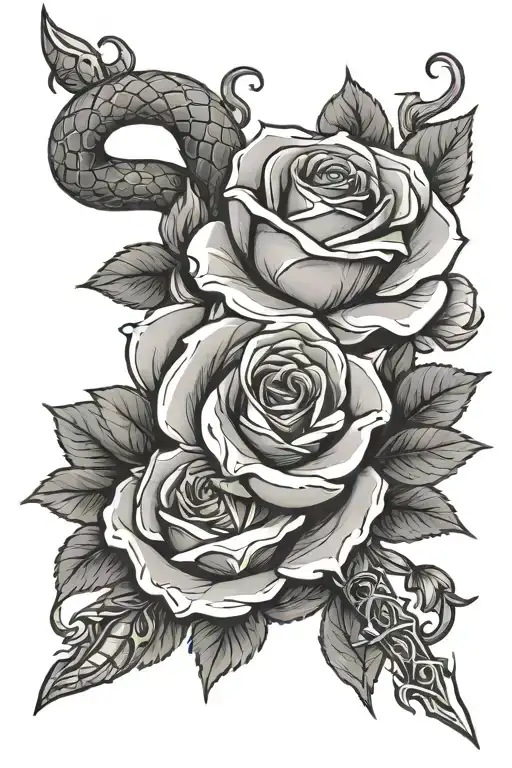 Snake Dagger Roses Wrapped