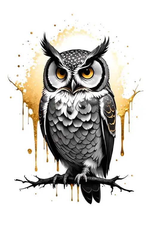 Owl With Gold Dripping Down