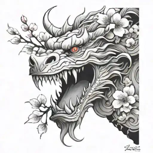 Leo And Fun With Japanese Cherry Blossoms And Dragon