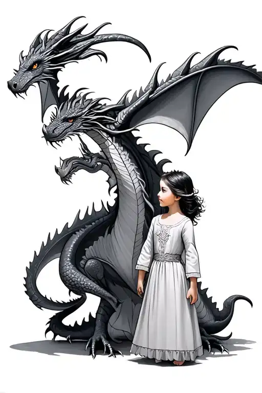 Dragons Protecting Little Girl