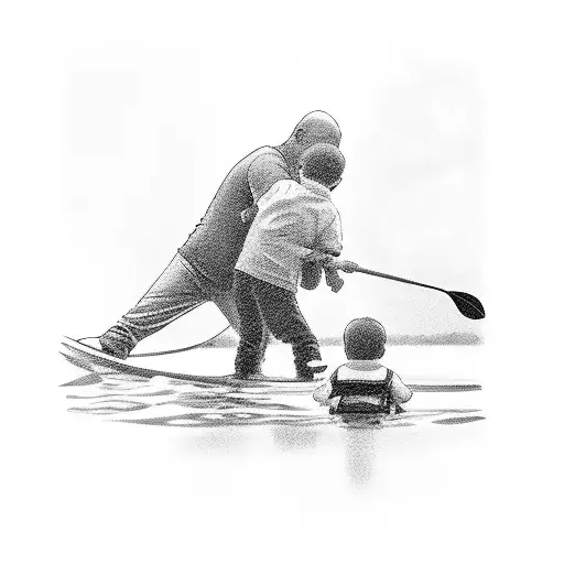 Father & Son On Lake