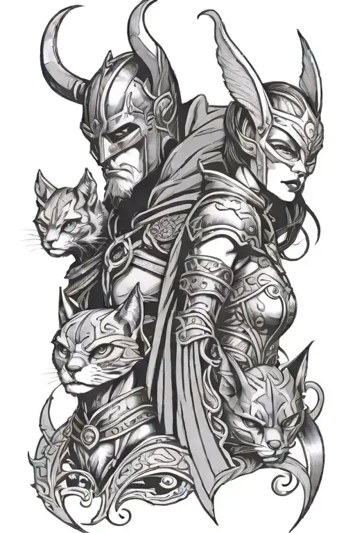 Viking Batman And Cat Woman