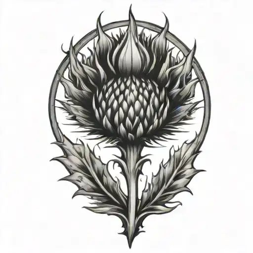 Scottish Thistle Focused On Being In The Background Left And Right With A Spot Free In The Middle