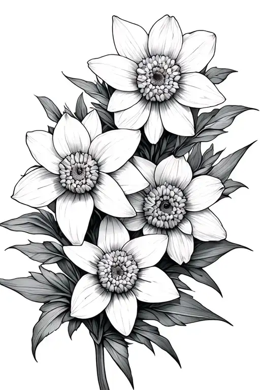 Aster And Daffodil Fine Line