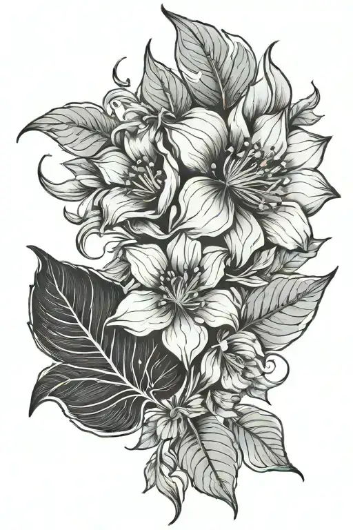 Flower Large Black Leaves Forming