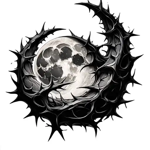Moon Thorns Wrapped Together Tattoo