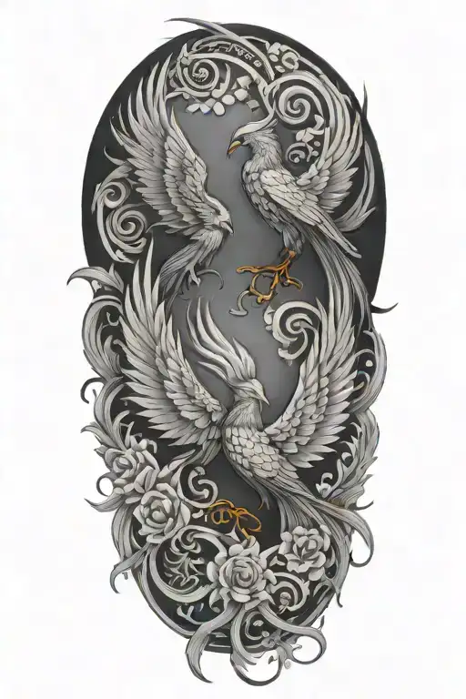Gemini Masculine Tattoo Pheonix Birds