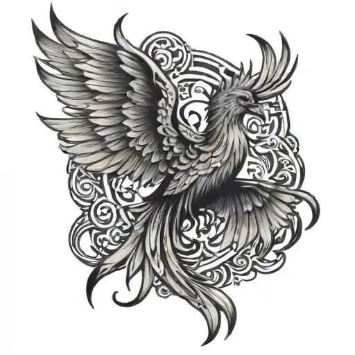 Phoenix And Mandala Design Incorporating