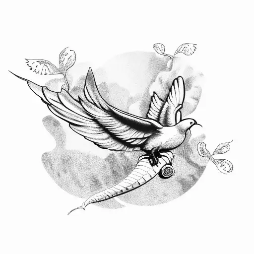 Dove Wrapped In A Snake With A Flower Background