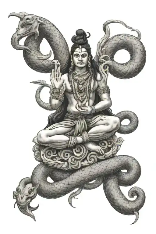 Lord Shiva And Snake Intertwined
