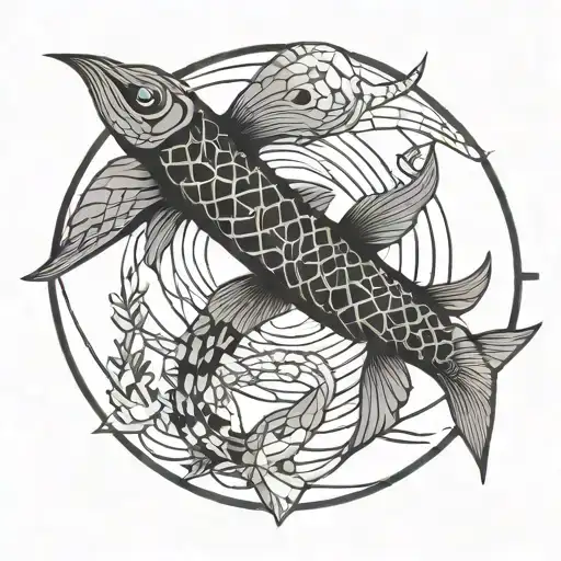 Minimalist Tattoo Design Combining Geometric Pisces And Scorpio
