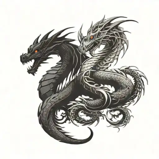 Two Dragons One Black The Other One Grey