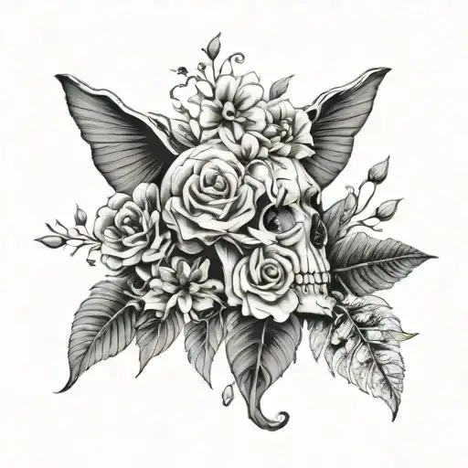 Animal Skeleton With Flowers