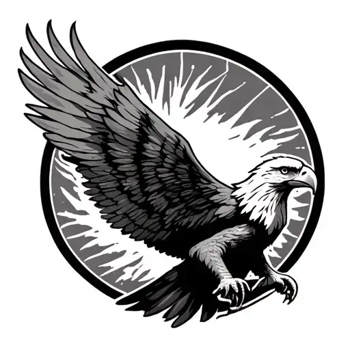 Flying Bold Eagle Wings Spread