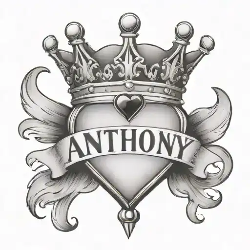 Name Anthony With Heart And Crown