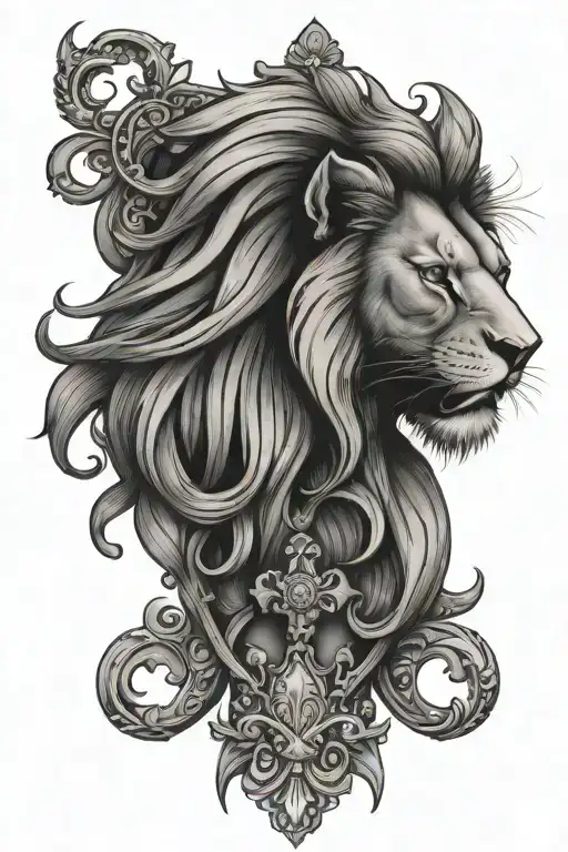 Cross With Lion Face