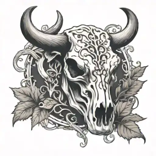 Cow Skull With Vines Hanging