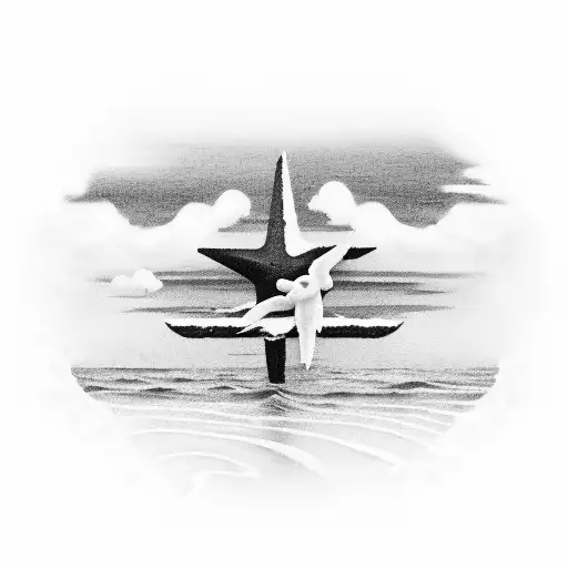 A Beach Scene With Political Symbols Subtly Integrated Into The Background