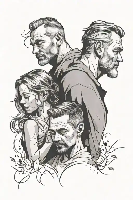 Dad With Two Daughters Minimalist