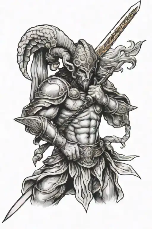 Aries Warrior Wielding A Sword