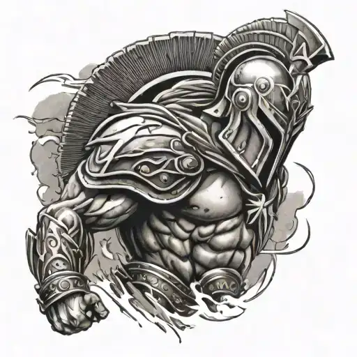 Spartan With Olympus In The Background With Lightning