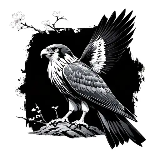 Falcon Samurai Cherry Blossom Trees