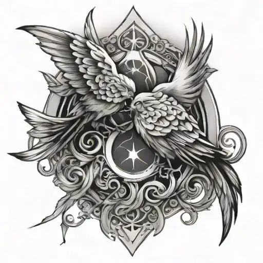 Gemini Pheonix Dark And Light Birds