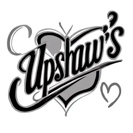 Gangster Style Cursive That Says Upshaw's With A Heart