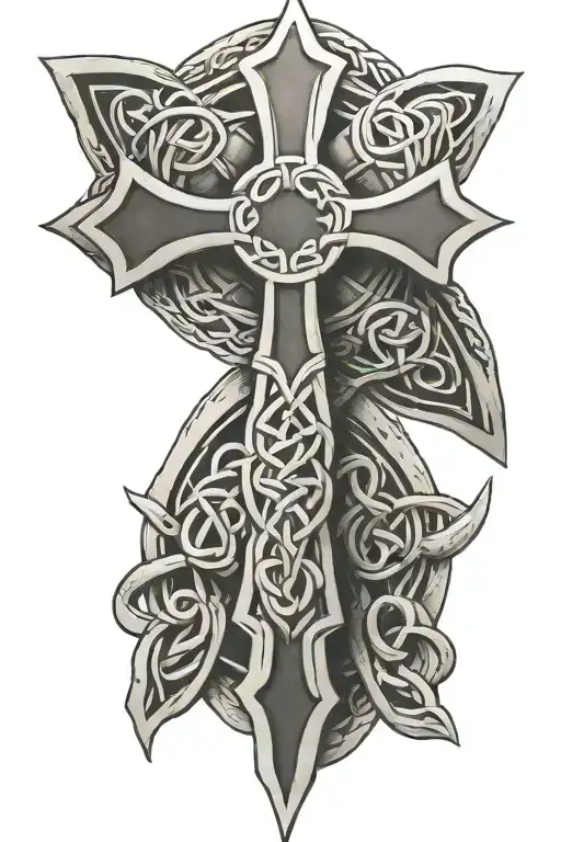 Celtic Cross With Trinity Knot Intertwined