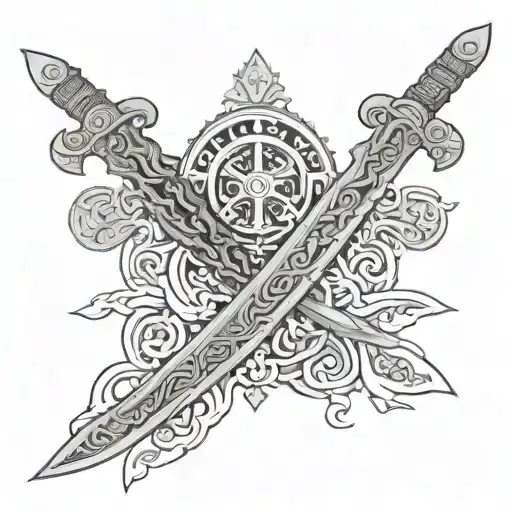 Kachin Double Dao Sword Myanmar Culture