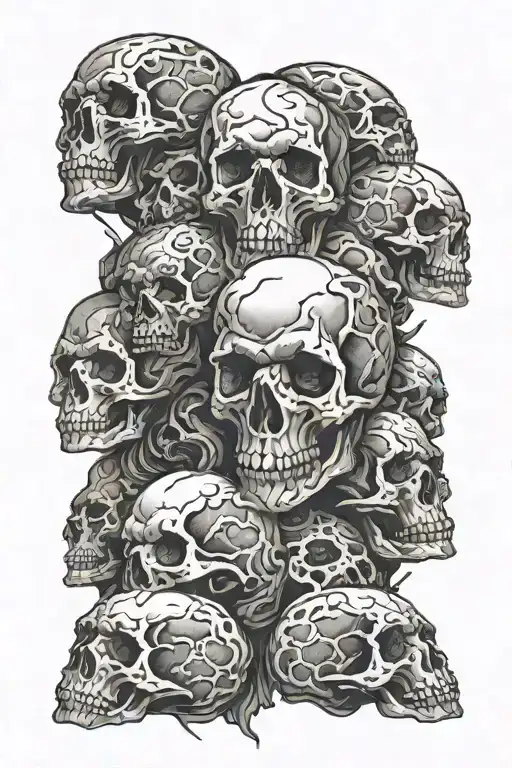 Mountain Of Skulls In The Dark Dotwork