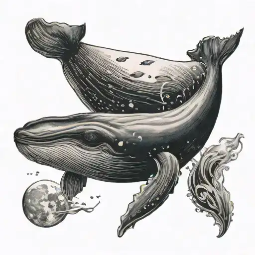 Whale And The Moon Merging Together