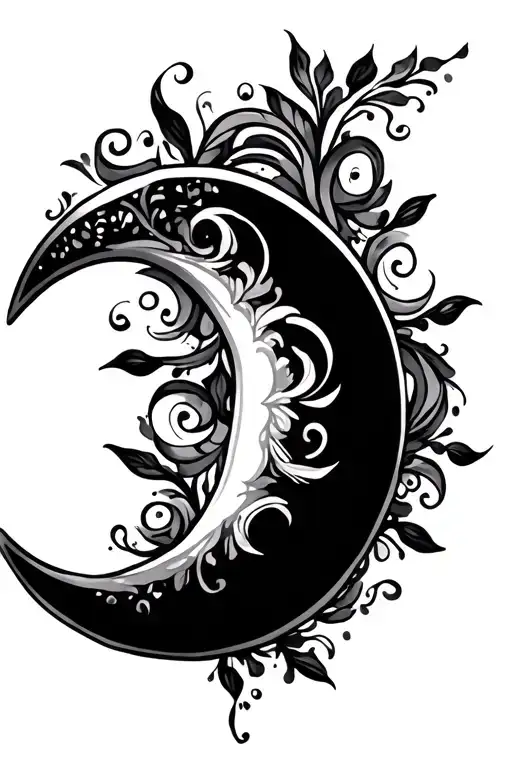 Crescent Moon With Filigree