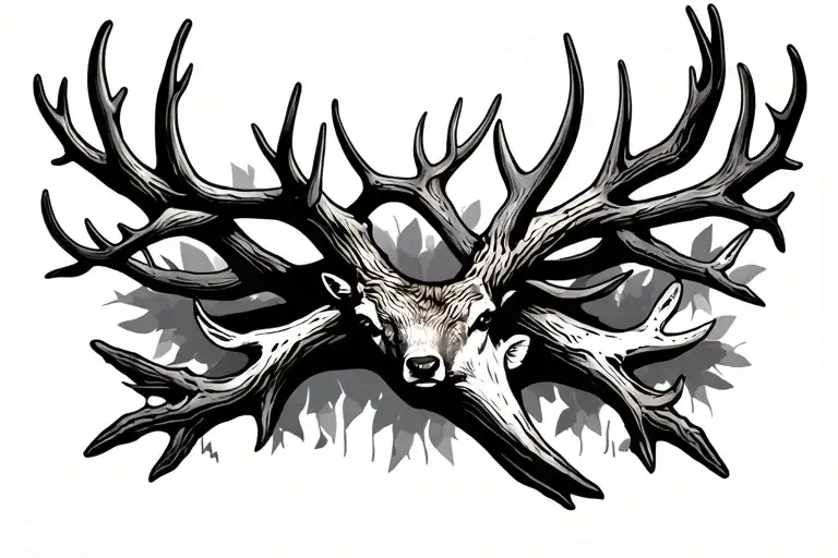 A Tree Branch And A Deer Antler Crossed