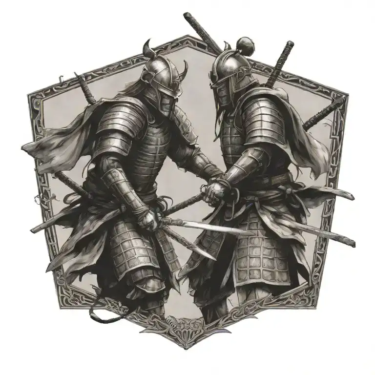 2 Samurai Warriors Facing Each Other