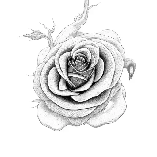 Snake Wrapped Around A Bloomed Rose